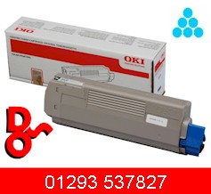 Genuine OKI Cyan Toner (6,000 pages) for OKI C610 Printers 44315307