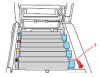 5.Pull the blue lever (1) towards you to release the old toner cartridge Toner K Black, Genuine OKI, for ES8460 - 44059232